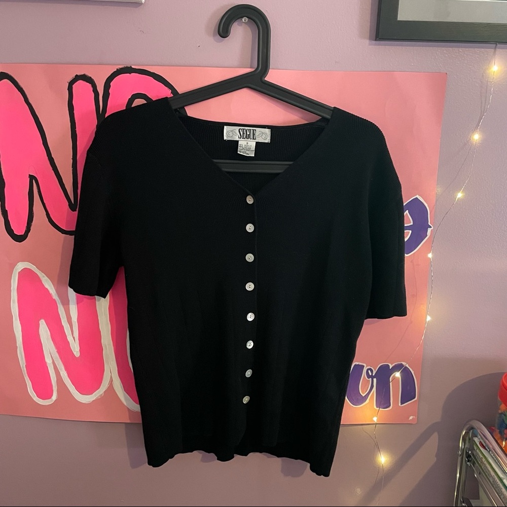 vintage knit button down top